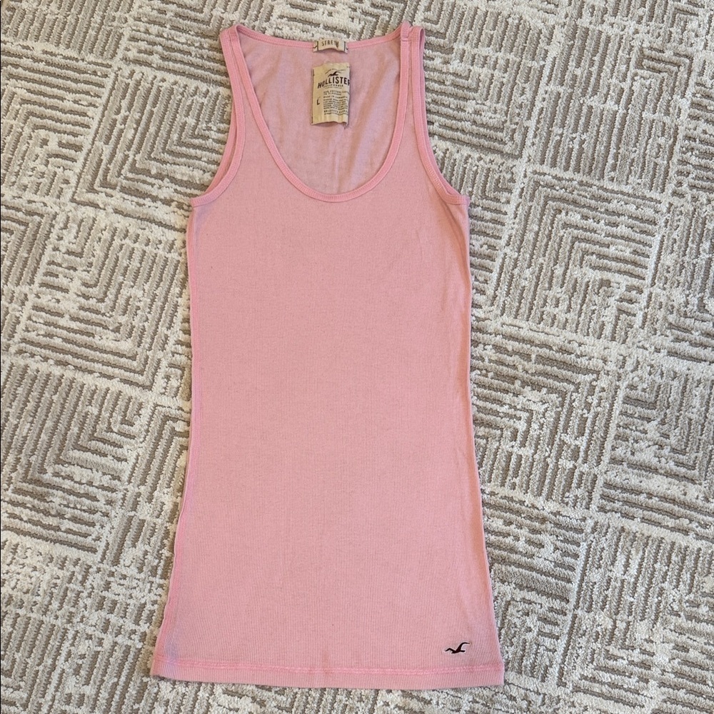 Y2K Hollister Baby Pink Ribbed Long Tank Top